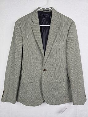 ASOS Design Men’s Blazer 36R Green Cream Pattern One Button Sport Coat NWT